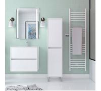 Colonne de rangement Blanc Laqué sur Pieds - Hauteur 160 cm - 2 Portes - XENOS