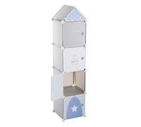 Colonne de Rangement "Château" 140cm Gris & Bleu