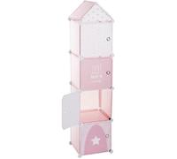 Colonne de rangement coloris Rose en Polypropylene - Dim : L34x H140 x l32 cm