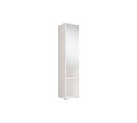 Vente-unique - Colonne de Rangement pour lit escamotable - avec Miroir et penderie - 1 Porte et 2 niches - Blanc - MOVELINO