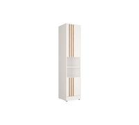 Colonne de rangement pour lit escamotable ? 2 niches et 2 portes - Blanc et naturel ? MOVELINO