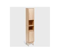 Colonne de rangement SDB 2 portes coloris effet bois clair - Longueur 30 x largeur 30 x Hauteur 170 cm - -