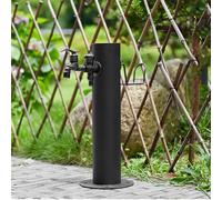 Colonne de robinet de jardin ronde en acier inoxydable 304 à double sortie pour fontaine à eau extérieure avec pistolet pulvérisateur (13 x 86 cm)