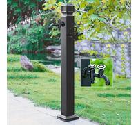 Colonne de robinet d'extérieur avec pistolet pulvérisateur de 100 cm et crochet de tuyau - Bavoir de tuyau d'arrosage vertical anti-gel, bec verseur extérieur durable