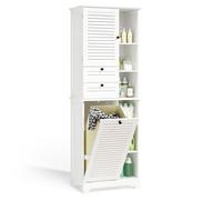 Colonne de Salle de Bain 1 Panier à Linge - Bealife - Armoire Rangement - Étagère Réglable - 2 Tiroirs - 1 Porte - 57 x 170cm