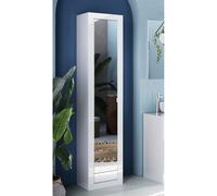 Colonne de salle de bain 1 porte miroir laqué blanc H195cm CALIA