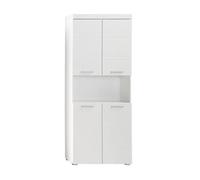 Trendteam Smart Meuble Haut / Placard Mural de Salle de Bain Amanda, 73 x 190 x 31 cm en Blanc / Blanc Brillant avec un Compartiment Ouvert, Beaucoup d'Espace de Rangement