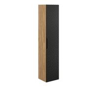 Colonne De Salle De Bain 35 Cm Noir Mat Chêne Fraisage Façade 3D