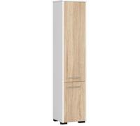 AKORD Meubles de Salle de Bain Haut | 2 Portes (Haut et Bas) | L30 x H140 x P30 cm Poids 25 kg | Meuble Colonne Salle de Bains Rangements | sur Pied ou Mural Commode