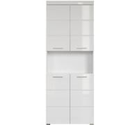 Colonne de salle de bain avec 2 portes coloris blanc brillant, blanc mat - Longueur 73 x hauteur 190 x profondeur 31 cm - PEGANE - Blanc brillant G