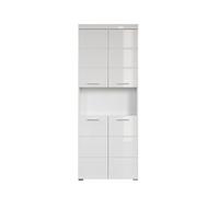 Colonne de salle de bain avec 2 portes coloris blanc brillant, blanc mat - Longueur 73 x hauteur 190 x profondeur 31 cm - PEGANE - Blanc brillant