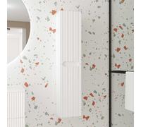 Colonne de salle de bain Blanc Neige Suspendu - Hauteur 120 cm - 2 Portes - LEON