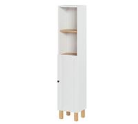 Colonne de salle de bain en melamine coloris blanc mat - Longueur 30 x profondeur 27 x Hauteur 140 cm --