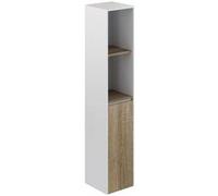 Colonne de salle de bain en melamine coloris chene / blanc - Longueur 30 x profondeur 25 x Hauteur 140 cm --
