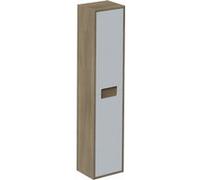 Meuble de salle de bain Pegane Colonne de salle de bain en melamine coloris chene mat / blanc - Longueur 30 x profondeur 25 x Hauteur 140 cm --