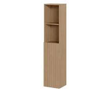 Colonne de salle de bain en melamine coloris placage chene - Longueur 30 x profondeur 27 x Hauteur 140 cm --