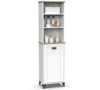 Colonne de salle de bain , meuble de rangment coloris blanc, chêne cambrian - Longueur 46,5 x Profondeur 31 x hauteur 168 cm - PEGANE - Blanc G