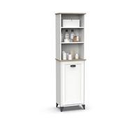 Colonne de salle de bain , meuble de rangment coloris blanc, chêne cambrian - Longueur 46,5 x Profondeur 31 x hauteur 168 cm - PEGANE - Blanc