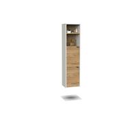 PEGANE Colonne de Salle de Bain Murale Suspendue avec 1 Porte Coloris Chêne doré/Blanc - Longueur 36,5 x Hauteur 150 x Profondeur 30 cm