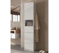 Colonne de salle de bain pivotante avec niche laqué blanc H190cm CALIA