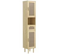 Colonne de salle de bain style bohème H. 170 cm effet rotin bois clair