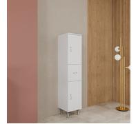 COLONNE DE SALLE DE BAIN SUR PIED 150CM, 2 PORTES ET 1 TIROIR BLANC BRILLANT | EASY