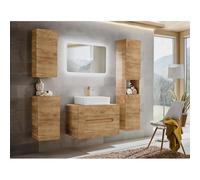 Colonne de Salle de Bain Suspendue ERBANO - 2 Portes - H170 cm - Coloris chêne Clair