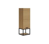 Colonne de salle de bain suspendue striée avec niche - Naturel clair - H104 cm - SARONE