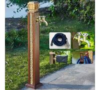 Colonne d'eau autoportante pour robinet d'extérieur avec double sortie et pistolet pulvérisateur - Support de tuyau d'arrosage pour une irrigation et un lavage efficaces (marron 3)