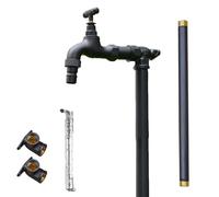 Colonne d'eau avec Robinet, Colonne d'eau extérieure entièrement en cuivre avec Double Robinet - Robinet de Jardin Vertical résistant au Gel, Fontaine Durable à Fixer au Sol pour patios et j