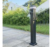 Colonne d'eau de jardin à énergie solaire avec éclairage, bouche d'incendie extérieure sans gel pour le jardin, robinet en aluminium avec tuyau extensible de 15 m de long en option (haut, B)