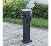 Colonne d'eau de jardin à énergie solaire avec éclairage, bouche d'incendie extérieure sans gel pour le jardin, robinet en aluminium avec tuyau extensible de 15 m de long en option (court, B)
