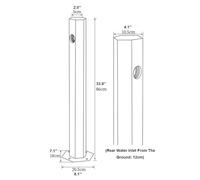 Colonne d'eau de jardin antique en acier inoxydable avec robinet à 2 animaux, tuyau d'eau carré vertical extérieur, fontaine d'eau décorative, bouche d'incendie de jardin(33.9'')