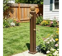 Colonne d'eau de Jardin Autonome en Alliage d'aluminium, Design Rétro, Double Robinet, pour Arrosage, Lavage Voiture et Toilette Animaux(Brown-b)