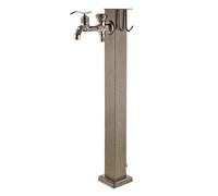 Colonne d'eau de jardin autoportante en acier inoxydable avec robinet et crochet, résistante au vent et à la pluie, parfaite pour l'arrosage et le nettoyage (60 cm)