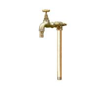Colonne d'eau de jardin autoportante en cuivre avec robinet, tuyau d'eau antigel vertical extérieur, robinet d'eau en laiton à montage au sol for cour d'école(Gold,60cm/23.6'')