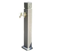 Colonne d'eau de jardin avec robinet - 80 cm - Support de tuyau pour irrigation de pelouse et lavage - Gris - Solution d'arrosage d'extérieur
