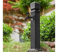 Colonne d'eau de jardin avec robinet en cuivre et support de tuyau - Système d'arrosage vertical extérieur pour une irrigation et un lavage efficaces, outil de jardin durable et élégant