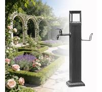 Colonne d'eau de jardin avec robinet et éclairage LED 4 couleurs à énergie solaire, support de tuyau d'arrosage autoportant avec robinet en forme de dragon, résistant