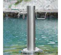 Colonne D'eau De Jardin Avec Robinet, Fontaine À Eau Sur Pied En Acier Inoxydable, Support De Tuyau D'arrosage, Pour Pelouses, Lavage Et Nettoyage Extérieurs(Silver 4,50 * 20.5cm/19.7 * 8.1in)