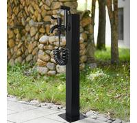 Colonne d'eau de jardin carrée en acier inoxydable 304, robinet extérieur avec support de tuyau autoportant, robinet d'eau décoratif de cour antigel pour l'irrigation/lavage(Height: 60cm/23.6in)