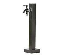 Colonne d'eau de jardin carrée en acier inoxydable durable - Poteau de robinet autoportant noir de 58,4 cm pour irrigation et arrosage en extérieur, design antigel, parfait pour les cours