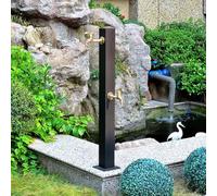 Colonne d'eau de jardin carrée verticale avec pistolet pulvérisateur à 2 robinets, fonction décorative, distributeur de fontaine, bouche d'incendie