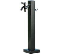 Colonne d'eau de jardin carrée verticale en acier inoxydable 304, support de tuyau autoportant, double sortie, robinet de sortie, bouche d'eau montée au sol, pour lavage et arrosage de voiture