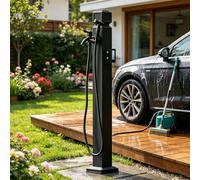 Colonne d'eau de jardin carrée verticale,robinet de jardin sur pied,robinet à double sortie avec pistolet pulvérisateur pour jardin,pâturage,lavage d'irrigation d'arrière-cour(D,Height: 80cm/31.5in)