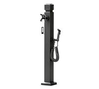 Colonne d'eau de jardin carrée verticale, robinet extérieur autoportant à double sortie avec pistolet pulvérisateur, support de tuyau de bouche d'eau décoratif fontaine d'eau(E,Height: 80cm/31.5in)