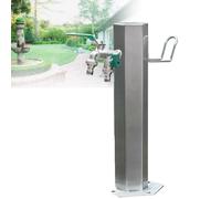 Colonne d'eau de jardin cylindrique verticale en acier inoxydable 304 avec robinet en cuivre - Fontaine décorative à poser au sol