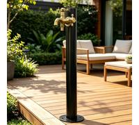 Colonne d'eau de jardin cylindrique verticale en acier inoxydable 304, bouche d'incendie à montage au sol avec robinet à double bec, robinet d'eau debout extérieur pour cour