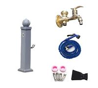 Colonne d'eau de jardin d'extérieur Robinet vertical carré en aluminium avec design anti-gel Bouche d'incendie et pistolet pulvérisateur 72 cm Solution d'arrosage grise