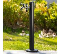 Colonne d'eau de jardin durable en acier inoxydable 304 avec robinet à double sortie étanche au gel avec robinet monté au sol pour terrasse (noir 95 cm)